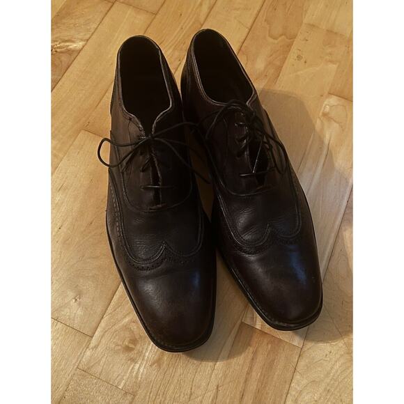 John Varvatos Whiskey Dark Brown Wingtip Mens Leather Dress Shoe 10 - Picture 1 of 6